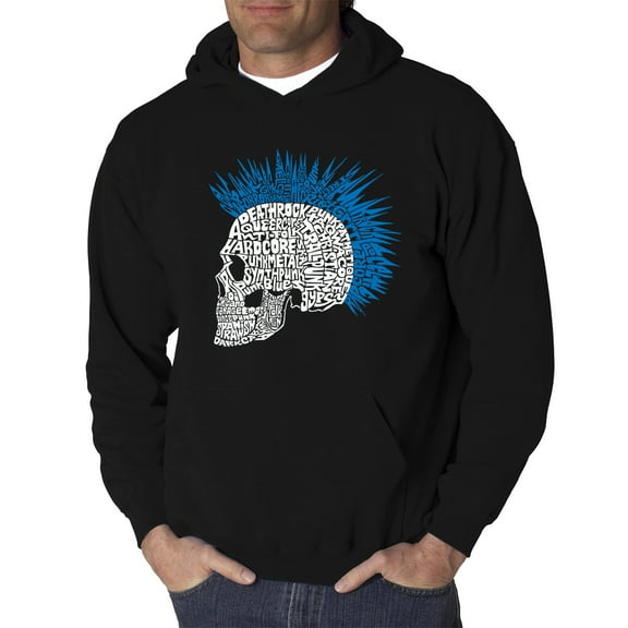 LA Pop Art Men's Word Art Hooded Sweatshirt - Punk Mohawk