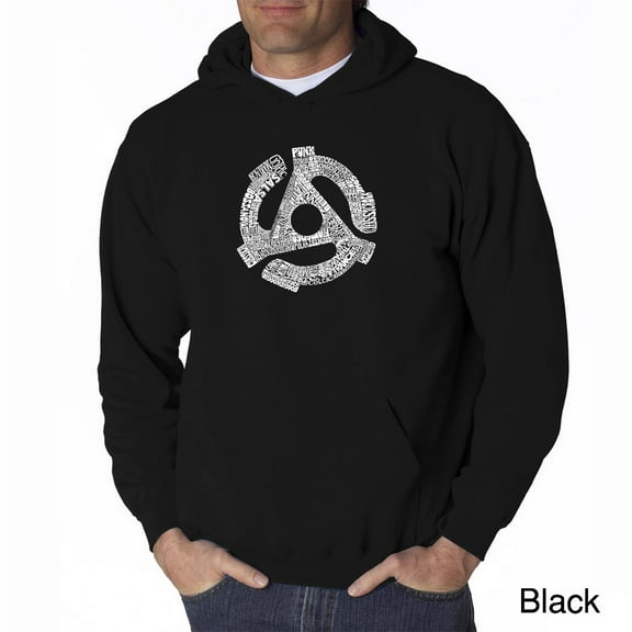 LA Pop Art Men's Word Art Hooded Sweatshirt - Record Adapter