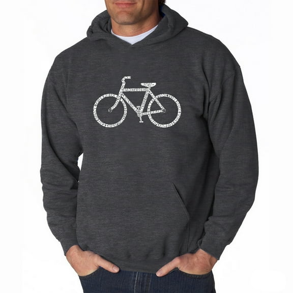 LA Pop Art Men's Word Art Hooded Sweatshirt - SAVE A PLANET, RIDE A BIKE