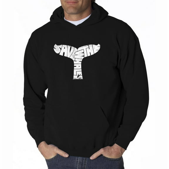 LA Pop Art Men's Word Art Hooded Sweatshirt - SAVE THE WHALES
