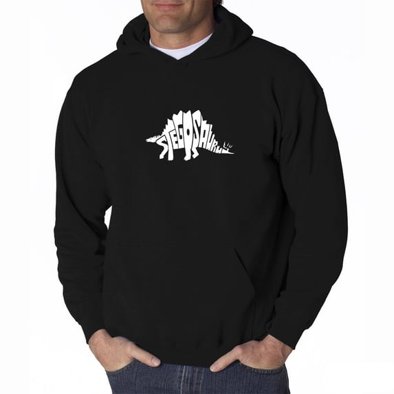 LA Pop Art Men's Word Art Hooded Sweatshirt - STEGOSAURUS