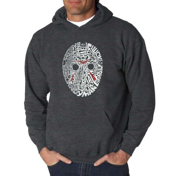 LA Pop Art Men's Word Art Hooded Sweatshirt - Slasher Movie Villians