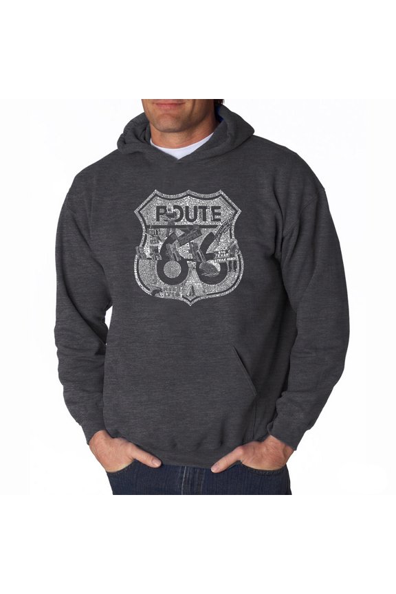 Men's Word Art Hooded Sweatshirt - Stops Along Route 66
