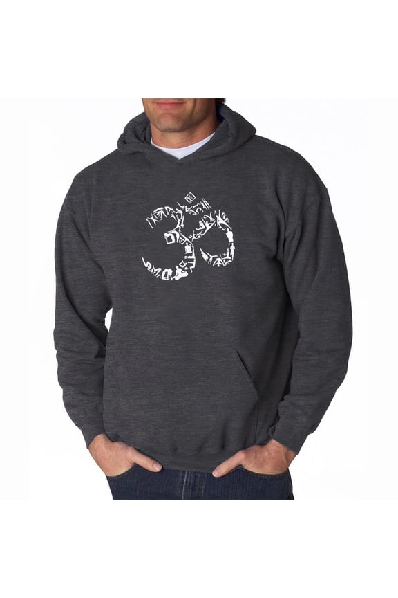 Men's Word Art Hooded Sweatshirt - THE OM SYMBOL OUT OF YOGA POSES