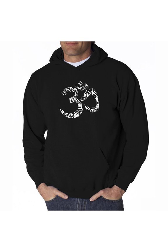 Men's Word Art Hooded Sweatshirt - THE OM SYMBOL OUT OF YOGA POSES