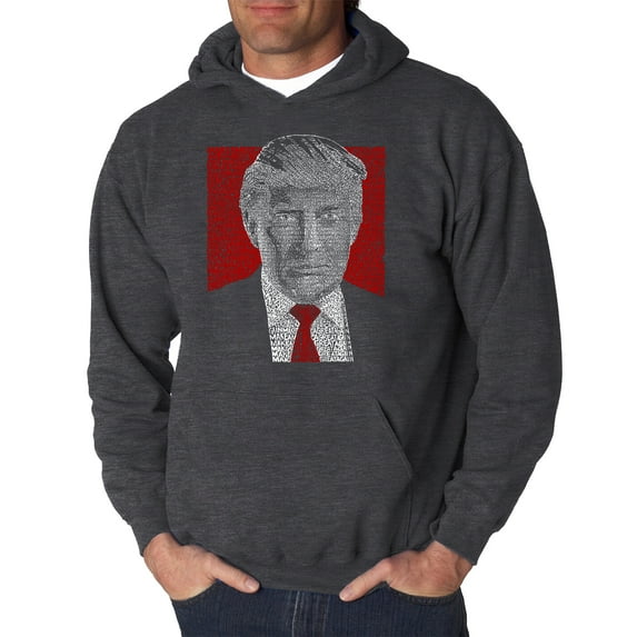 LA Pop Art Men's Word Art Hooded Sweatshirt - TRUMP 2016 - Make America Great Again