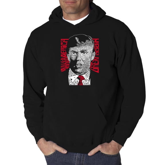 LA Pop Art Men's Word Art Hooded Sweatshirt - TRUMP - Make America Great Again
