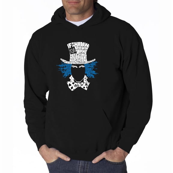 LA Pop Art Men's Word Art Hooded Sweatshirt - The Mad Hatter