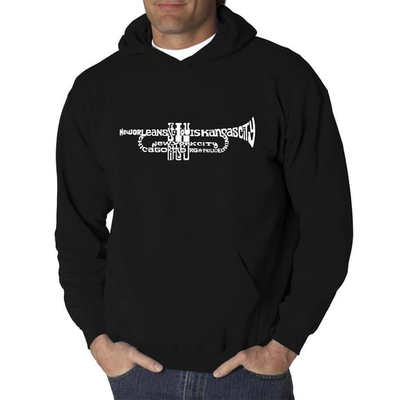 LA Pop Art Men's Word Art Hooded Sweatshirt - Trumpet