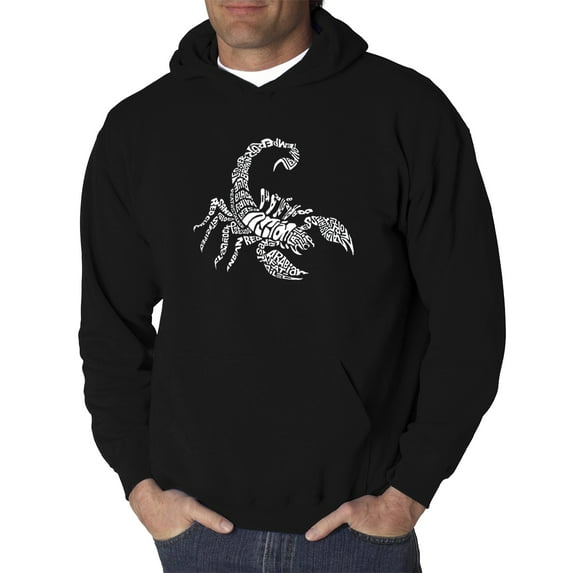 LA Pop Art Men's Word Art Hooded Sweatshirt - Types of Scorpions