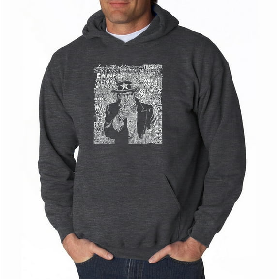 LA Pop Art Men's Word Art Hooded Sweatshirt - UNCLE SAM