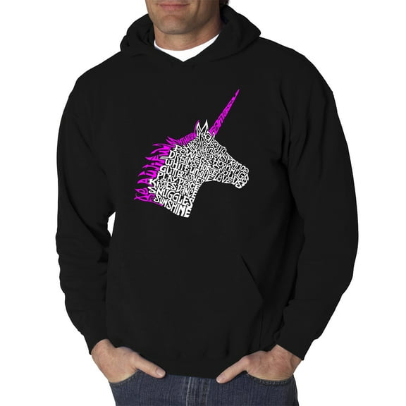 LA Pop Art Men's Word Art Hooded Sweatshirt - Unicorn