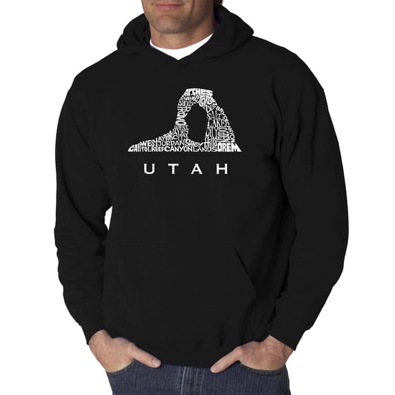 LA Pop Art Men's Word Art Hooded Sweatshirt - Utah