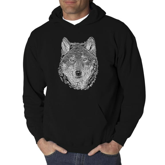 LA Pop Art Men's Word Art Hooded Sweatshirt - Wolf