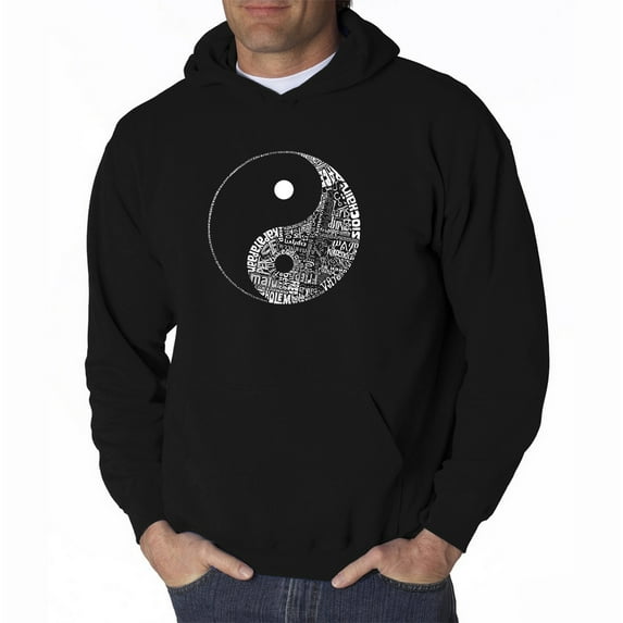 LA Pop Art Men's Word Art Hooded Sweatshirt - YIN YANG