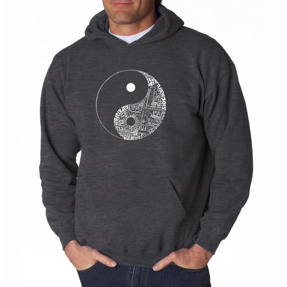 LA Pop Art Men's Word Art Hooded Sweatshirt - YIN YANG