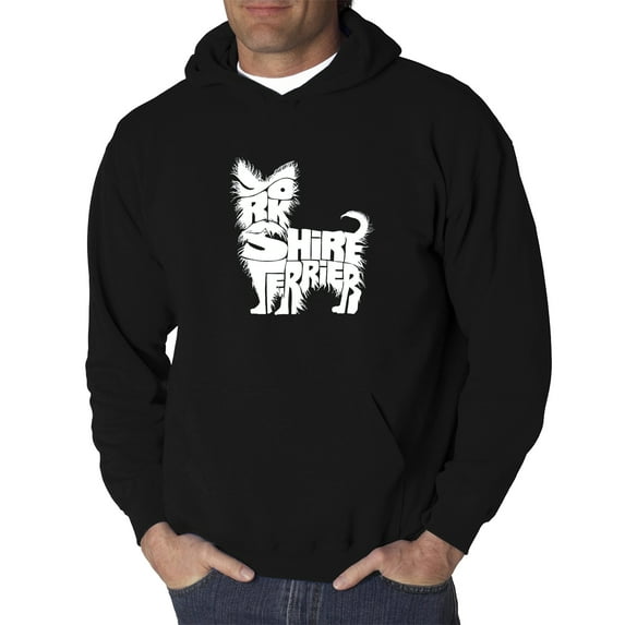 LA Pop Art Men's Word Art Hooded Sweatshirt - Yorkie