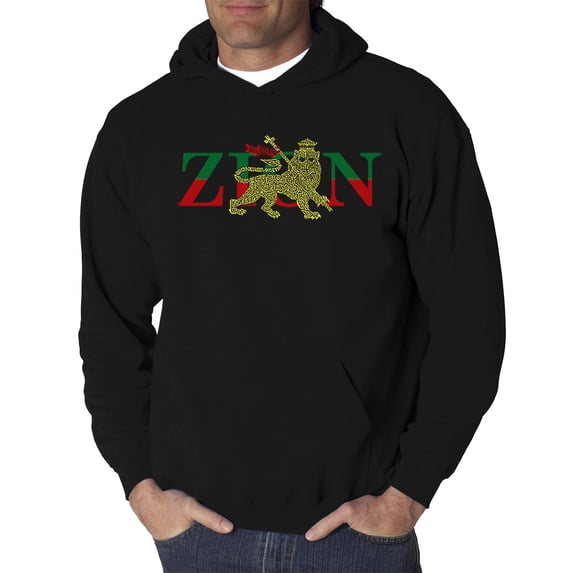 LA Pop Art Men's Word Art Hooded Sweatshirt - Zion - One Love