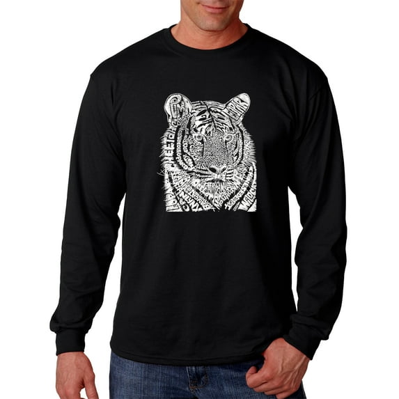 LA Pop Art Men's Word Art Long Sleeve T-shirt - Big Cats