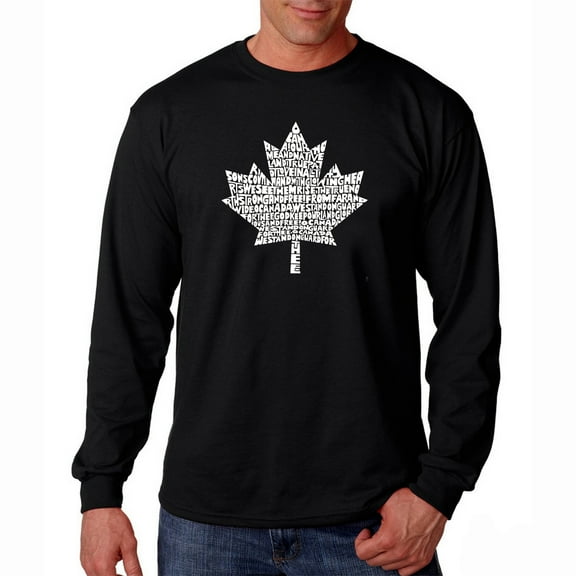LA Pop Art Men's Word Art Long Sleeve T-shirt - CANADIAN NATIONAL ANTHEM
