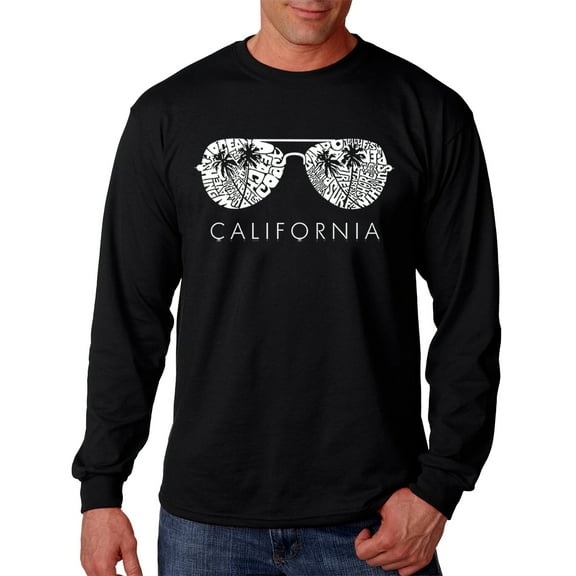 LA Pop Art Men's Word Art Long Sleeve T-shirt - California Shades