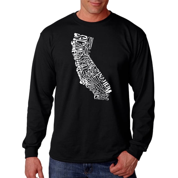 LA Pop Art Men's Word Art Long Sleeve T-shirt - California State