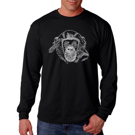 LA Pop Art Men's Word Art Long Sleeve T-shirt - Chimpanzee