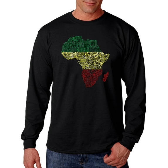 LA Pop Art Men's Word Art Long Sleeve T-shirt - Countries in Africa