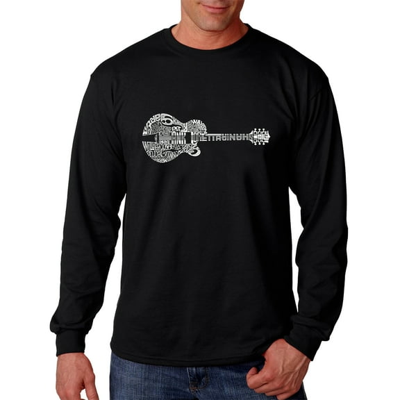 LA Pop Art Men's Word Art Long Sleeve T-shirt - Country Guitar