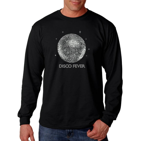 LA Pop Art Men's Word Art Long Sleeve T-shirt - Disco Ball