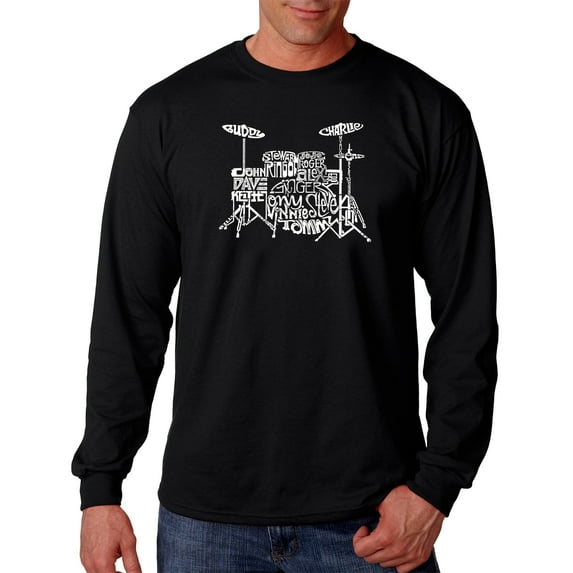 LA Pop Art Men's Word Art Long Sleeve T-shirt - Drums