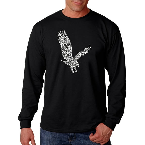 LA Pop Art Men's Word Art Long Sleeve T-shirt - Eagle
