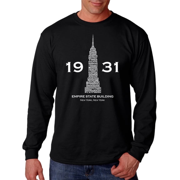 LA Pop Art Men's Word Art Long Sleeve T-shirt - Empire State Building