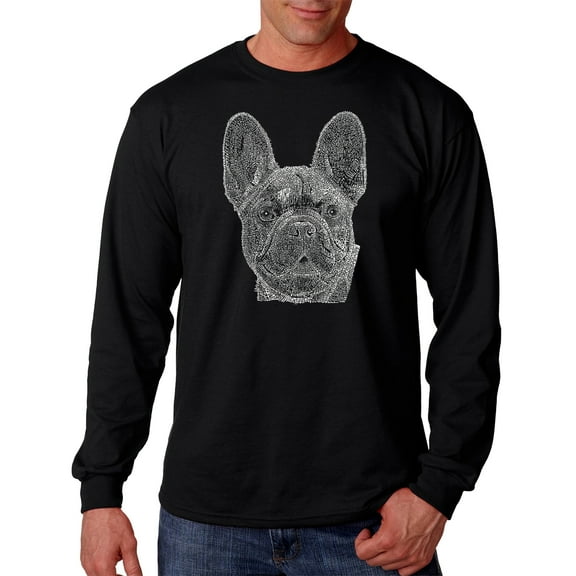 LA Pop Art Men's Word Art Long Sleeve T-shirt - French Bulldog