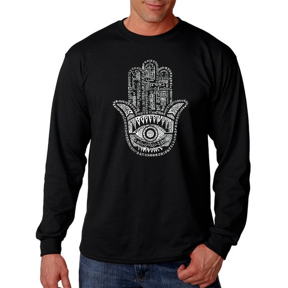 LA Pop Art Men's Word Art Long Sleeve T-shirt - Hamsa