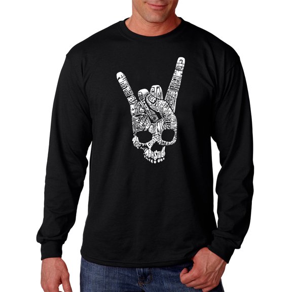 LA Pop Art Men's Word Art Long Sleeve T-shirt - Heavy Metal Genres