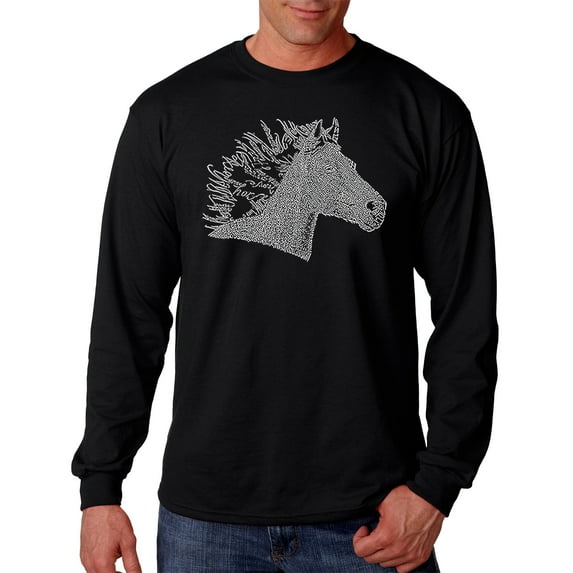 LA Pop Art Men's Word Art Long Sleeve T-shirt - Horse Mane