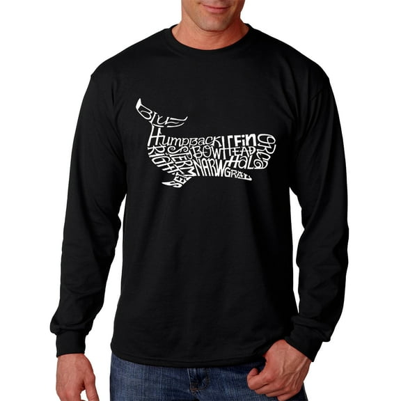 LA Pop Art Men's Word Art Long Sleeve T-shirt - Humpback Whale