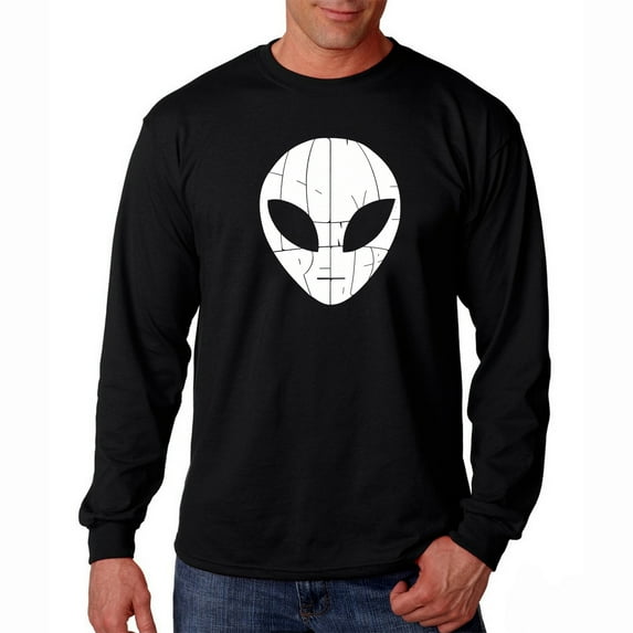 LA Pop Art Men's Word Art Long Sleeve T-shirt - I COME IN PEACE