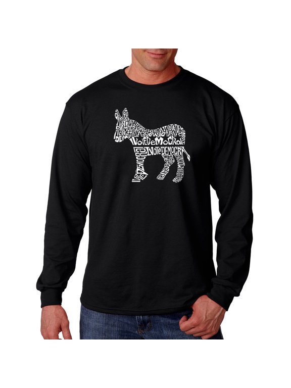 Men's Word Art Long Sleeve T-shirt - I Vote Democrat