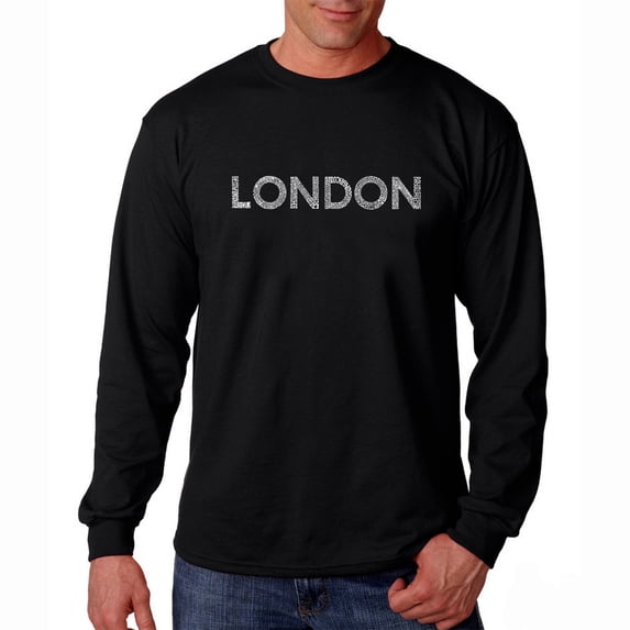 LA Pop Art Men's Word Art Long Sleeve T-shirt - LONDON NEIGHBORHOODS