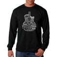 thumbnail image 1 of LA Pop Art Men's Word Art Long Sleeve T-shirt - Languages Guitar, 1 of 2