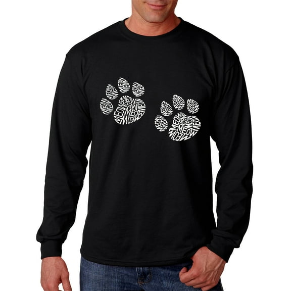 LA Pop Art Men's Word Art Long Sleeve T-shirt - Meow Cat Prints