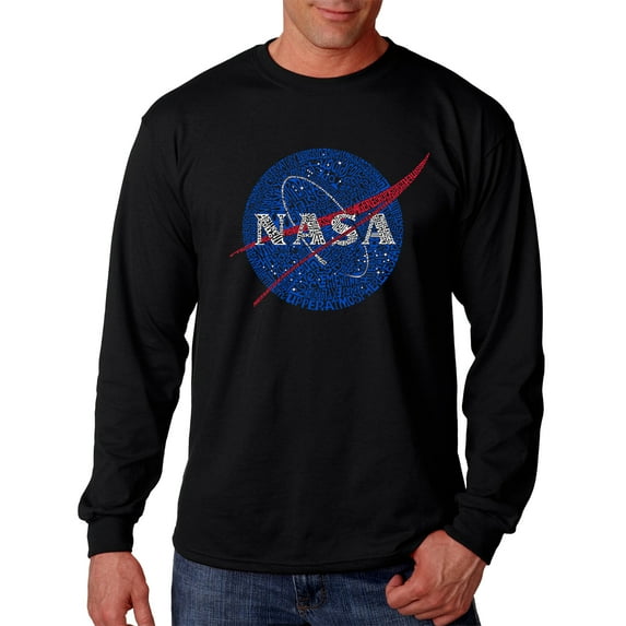 LA Pop Art Men's Word Art Long Sleeve T-shirt - NASA's Most Notable Missions