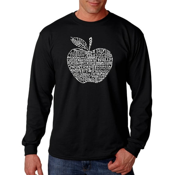 LA Pop Art Men's Word Art Long Sleeve T-shirt - Neighborhoods in NYC