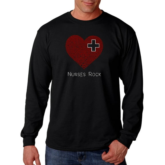 LA Pop Art Men's Word Art Long Sleeve T-shirt - Nurses Rock