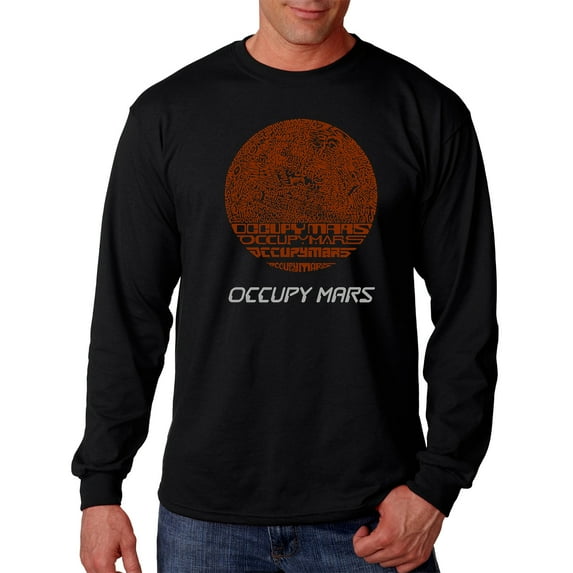 LA Pop Art Men's Word Art Long Sleeve T-shirt - Occupy Mars