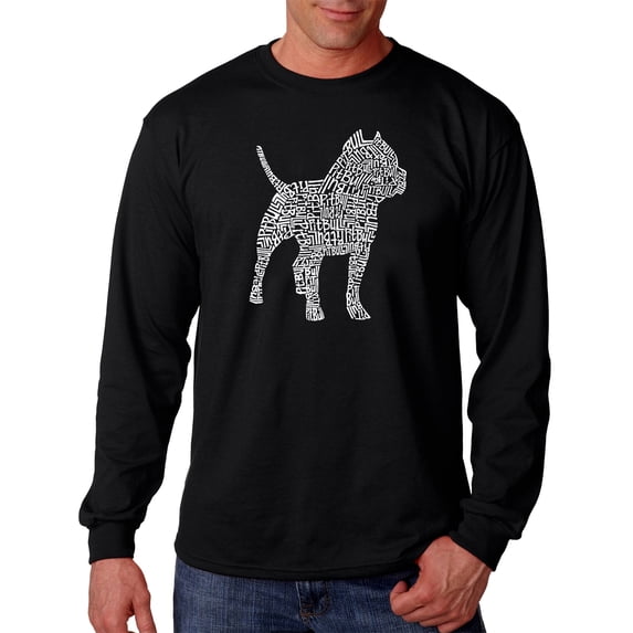 LA Pop Art Men's Word Art Long Sleeve T-shirt - Pitbull