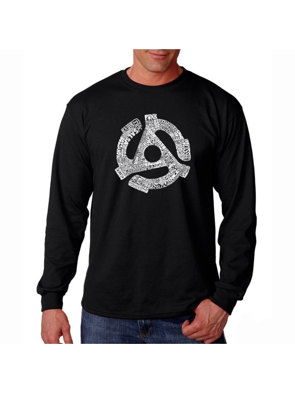 Men's Word Art Long Sleeve T-shirt - Record Adapter