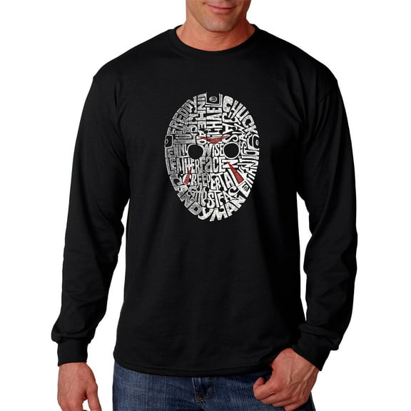 LA Pop Art Men's Word Art Long Sleeve T-shirt - Slasher Movie Villians
